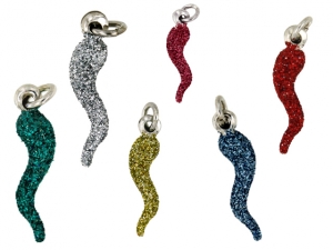 Corno portafortuna con glitter colorato
