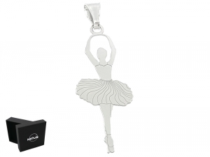 Ciondolino a forma di Ballerina con tut,  in argento 925 rodiato. Scatolina Moun in omaggio pronto per essere regalato.