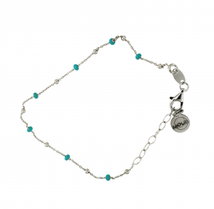 Bracciale in argento rodiato e smalto celeste