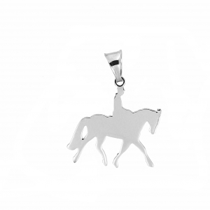 Pendente in argento con cavallo e fantino | Incisione personalizzabile 