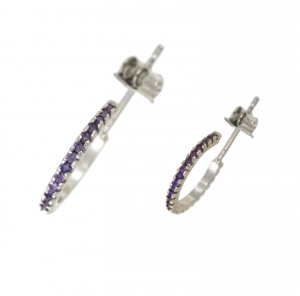 Orecchini hoops con zirconi lilla