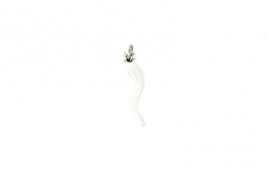 Corno portafortuna piccolo |  Argento smaltato di bianco