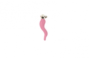 Corno portafortuna piccolo |  Argento smaltato di rosa