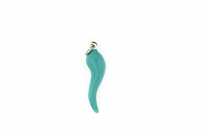 Corno portafortuna in argento smaltato azzurro Tiffany
